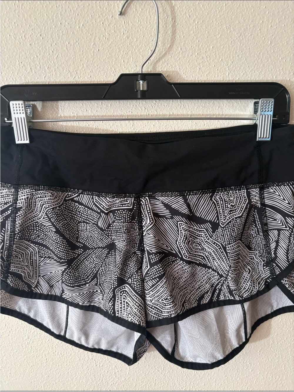 lululemon athletica Black and White Patterned Running Shorts